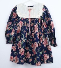 VTG Girls Floral Large Lace Trim Collar Prairie Dress by Bryan 3T/4T