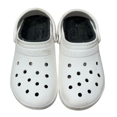 Crocs Classic Lined Fuzzy Clog - White/Gray, Unisex (M6/W7)