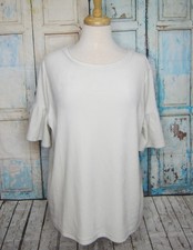 Ann Taylor Loft size XL Ivory Bell Ruffle Sleeve Boat Neck Velvet Velour Blouse