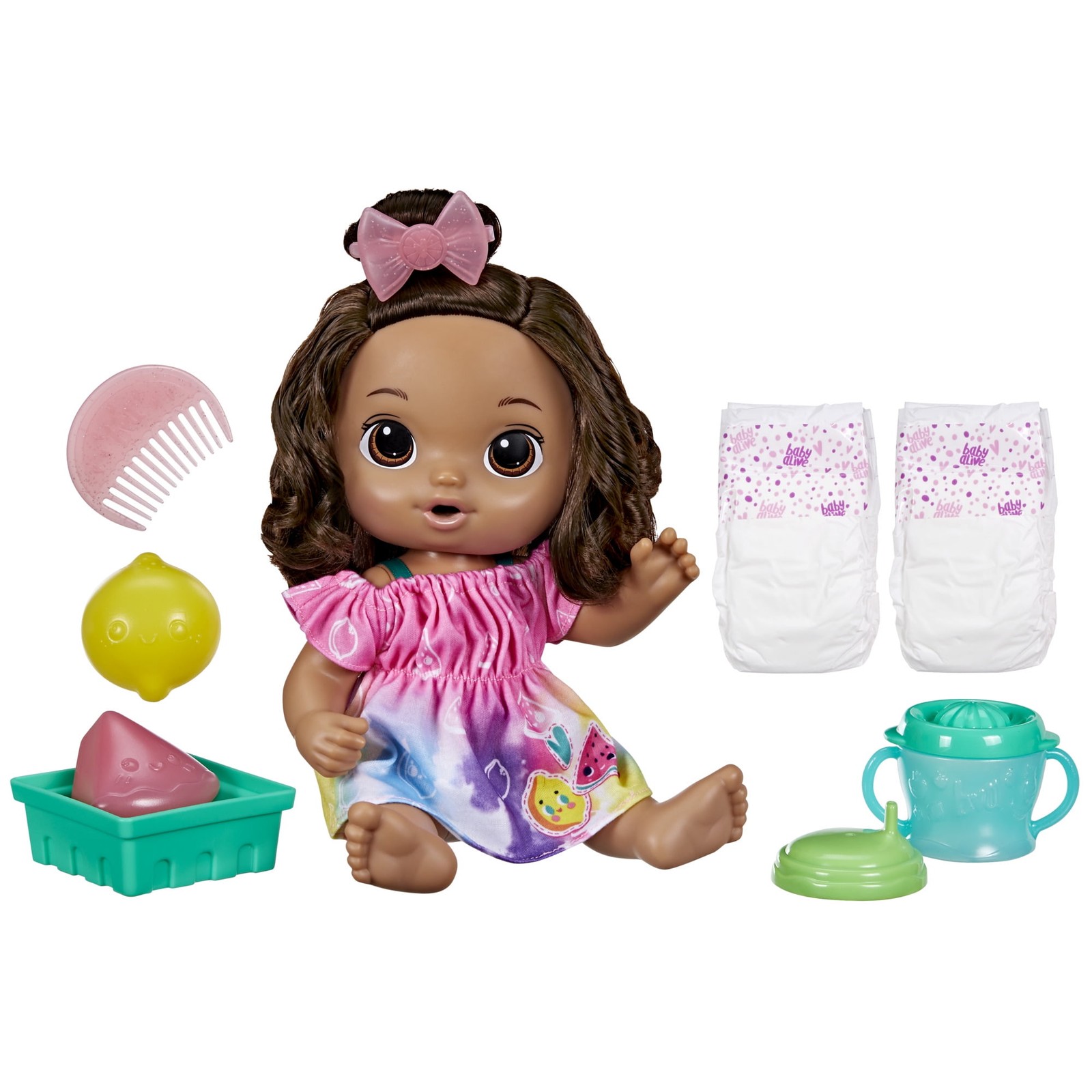 Baby Alive Fruity Sips Doll, Lemon, Pretend Juicer Baby Doll