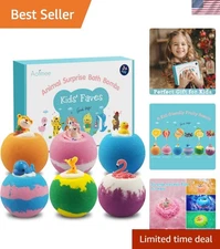 Kids Spa Bath Bomb Kit - 6 Handmade Fun Fizzies with Toys for Ultimate Bath Time