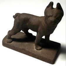 Rare Antique Boston Terrier (doorstop)  Miniature Cast Iron Figure on base