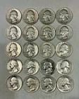 Lot of 20 90% silver 1950's Washington quarters