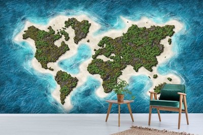 3D Forest Sea World Map Illustration Wall Murals Wallpaper Murals Wall Sticker