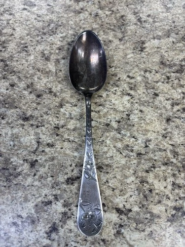 ANTIQUE-FLOWERS - STERLING SILVER - SERVING SPOON 8" ‘A’ MONOGRAMED.  47.26 Gram