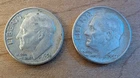 1956 & 1957 P Roosevelt Silver Dimes Circulated, .90 Silver