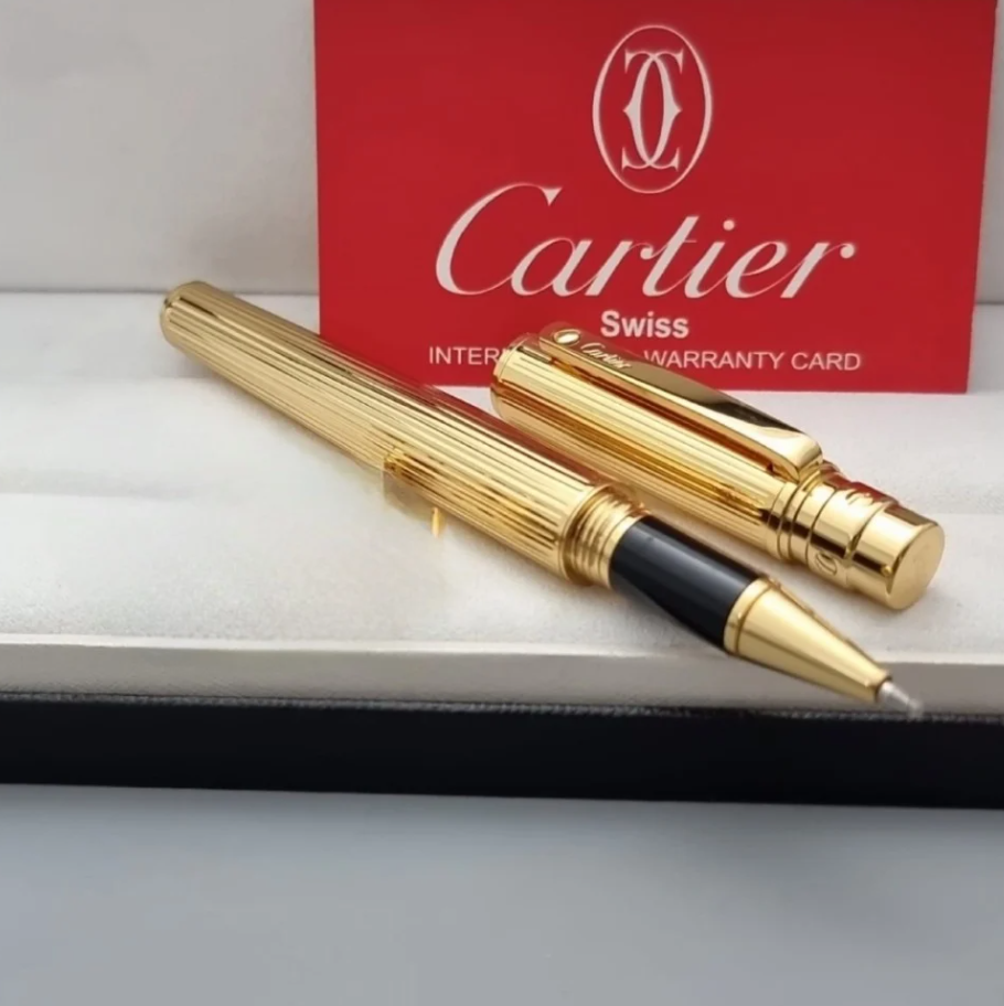 Cartier Santos de Cartier Rollerball Pen – Full Gold Design
