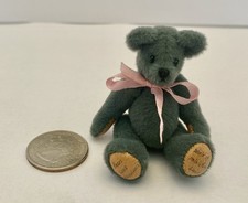 Sweet Vintage Miniature Artist Bear Velveteen Dusty Blue Fully Jointed 2 3/4  
