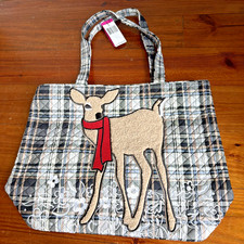 Vera Bradley Vera Tote Bag - Cozy Plaid Neutral Deer NWT