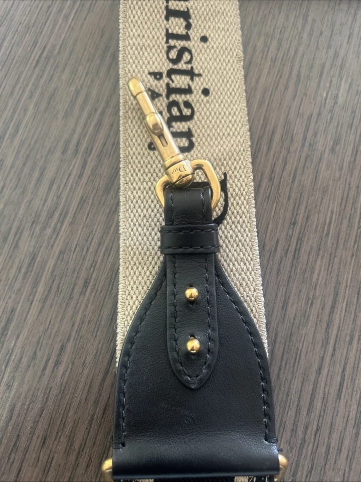 Authentic Christian Dior Saddle Bag Shoulder Strap Black and Tan - Image 4 of 4