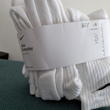 Nike Everyday Cushioned Crew Socks White Solid 6 Pairs Unisex Kids YTH 5Y-7Y