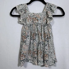 Rylee + Cru Flower Field Flutter Sleeve Babydoll Mariposa A-Line Dress Size 2-3Y