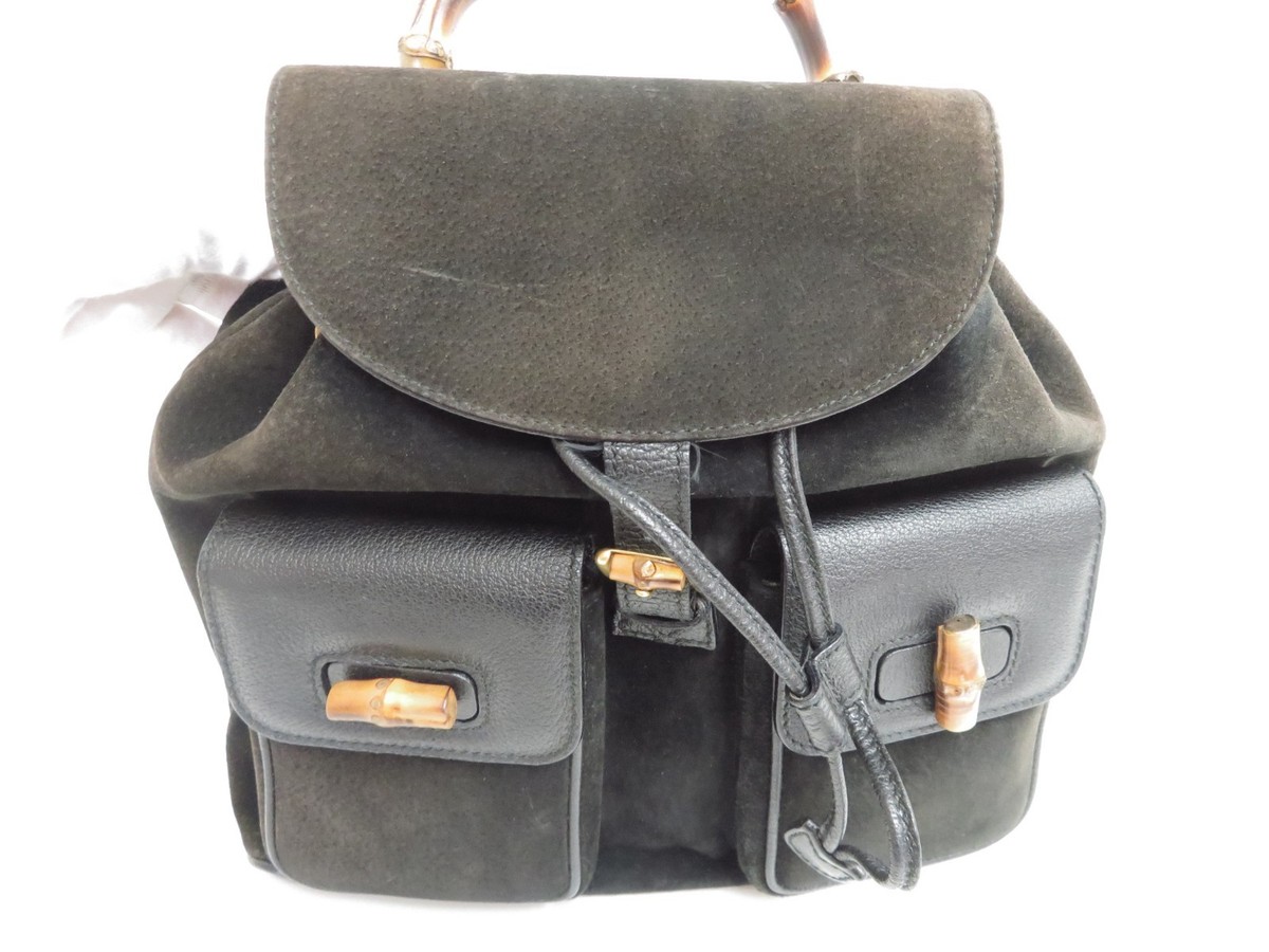Authentic GUCCI Bamboo Suede Leather Backpack Bag I#46144 | eBay