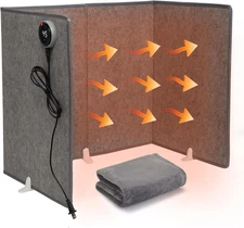 Under Desk Leg Warmer with Blanket, Foldable Space Heater with Timer & Thermosta