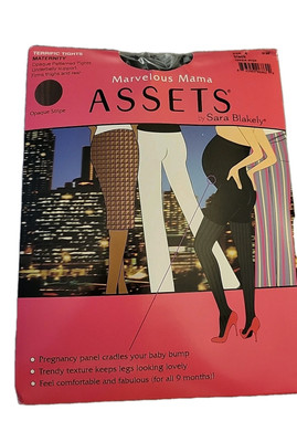 NWT Marvelous Mama Assets Maternity Terrific Tights Opaque Stripe Size 1 Black