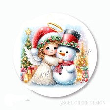 HOLIDAY ANGEL WITH SNOWMAN CHRISTMAS FAVORS SCRAPBOOK STICKERS ENVELOPE SEALS