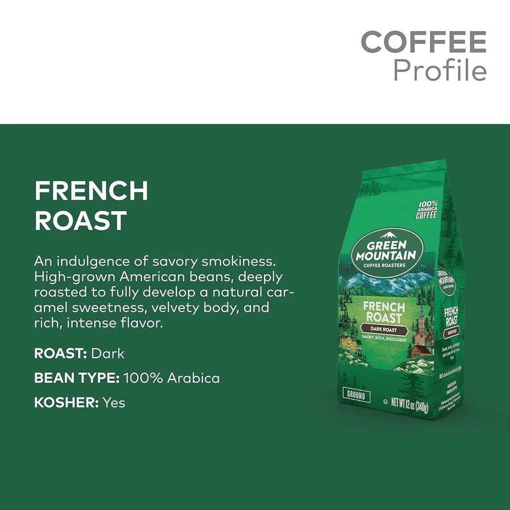 6 Bags of Green Mountain French Roast Ground Coffee - Best By 6/2O25