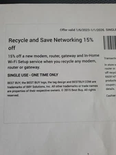 Best Buy In-store 15% Off Coupon Modem, Router, Gateway, Wifi Installation