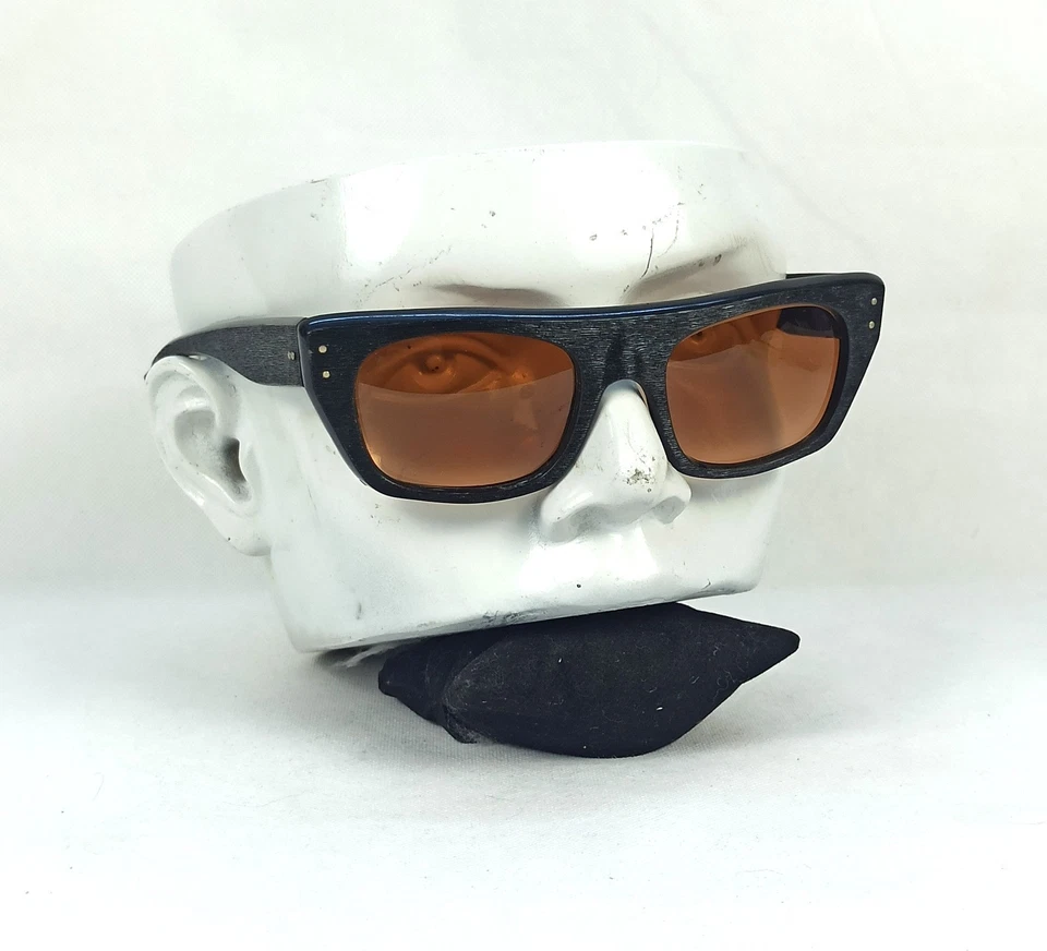 Gafas de sol cuadradas únicas NILSOL-ITALIA vintage años 60 Roma muy raras clásicas negras Foto 2 de 4