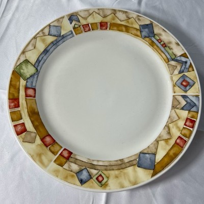 Majesticware Sakura Bella 12  Chop Plates Set/2 Geometric Stoneware PZ Studio