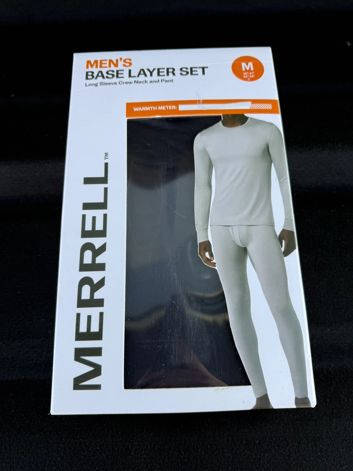 MERRELL Men's Black Base Layer Set Long Sleeve Top Long Bottoms Size Medium