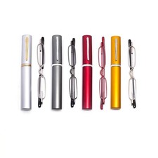 Compact Reading Glasses with plastic Tube Case Men Women Spring Hinge Reader