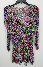 Zara Dress Womens Large Floral Ruched Long Sleeve Bodycon Boho Fairy Retro