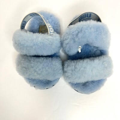 UGG Oh Yeah Slide Fuzzy Slippers Sandal w/ Strap Light Blue  display picture 2