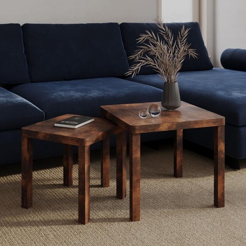 Set of 2Wooden Sofa Side Nesting Coffee Table for Living Room Bedroom and Office - Picture 2 of 10