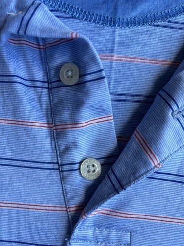 Gazman Double Mercerised | Mens Medium | Golf Polo | Blue Strip | Sent Tracked - Picture 4 of 11
