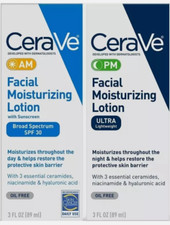 CeraVe AM/PM Facial Moisturizing Lotion Skin Care Set Ultra Lightweight 3oz