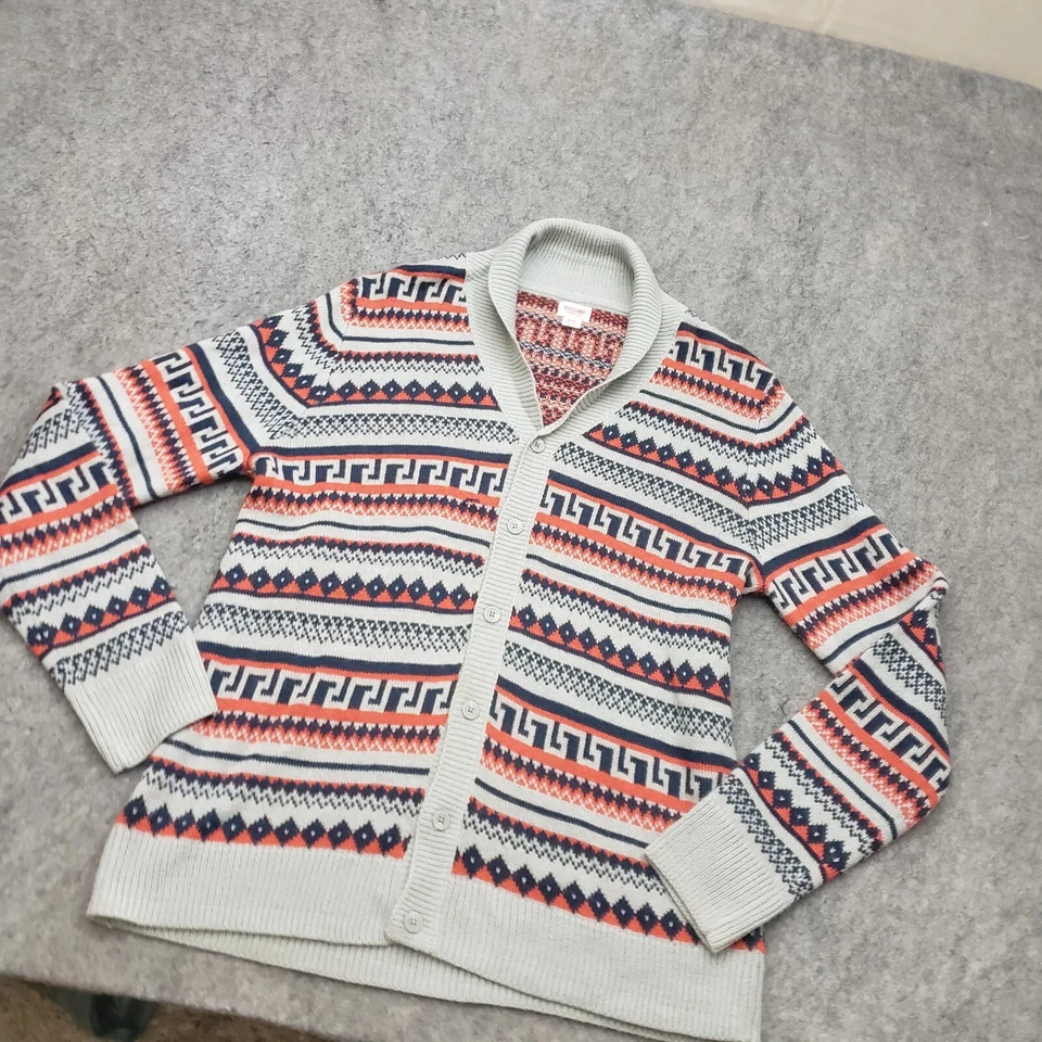 Suéter Mossimo para mujer gris medio naranja azteca occidental cárdigan tejido damas Foto 2 de 4