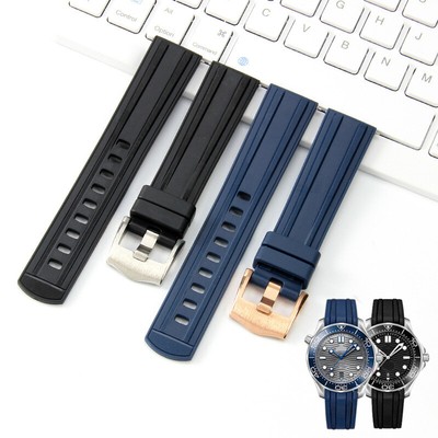 Fluoroelastomer Watch Band Strap Diver Waterproof Sport 20mm Fit OMEGA SEAMASTER