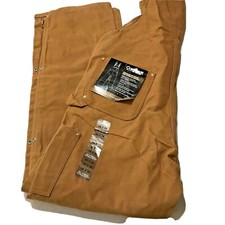 Carhartt Brown Duck Bib Overall Unlined Double Front Zip to Thigh Size 36 X 36