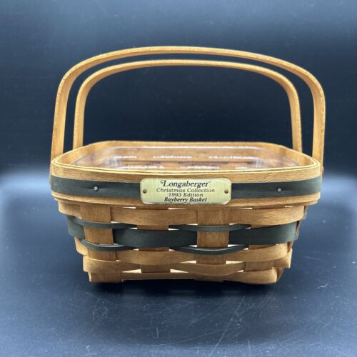 1993 Longaberger Christmas Collection Bayberry Basket 9x9 With Protector *NEW* - Picture 1 of 8