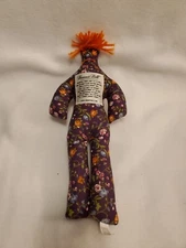 STRESS DOLL Purple Floral Dammit Doll - 12" Stuffed Plush  Orange Hair USED