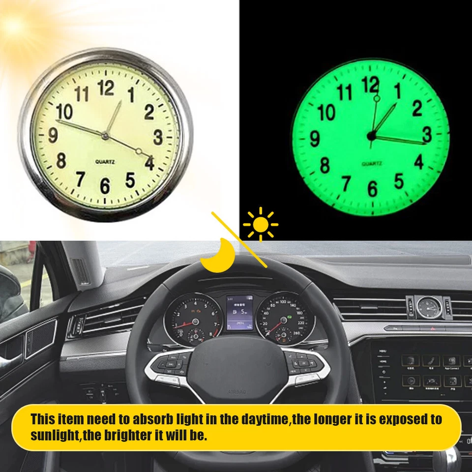 1/2pcs Mini Clock Luminous Quartz Analog Watch Stick-On Clock Decor For Car Home - Image 3 of 4