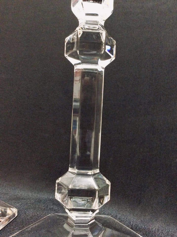 一对Val St Lambert Gardenia高烛台透明MCM艺术玻璃烛台 — 第 3/4 张图片