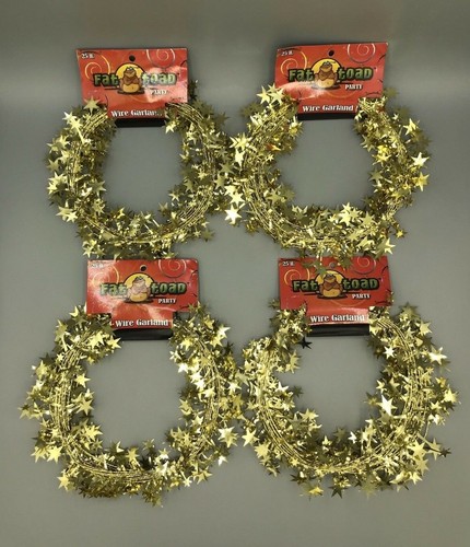 FAT TOAD Party Gold Colored Wire Garland 25 ft. Bundle Lot of 4 -New Old Stock