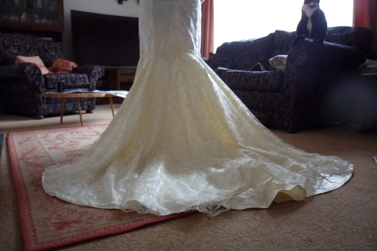 Cream satin top wedding dress