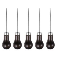 5pcs Handwork Sewing Awl Single Gourd Leather Punch Hole Set Tool, Dark Brown