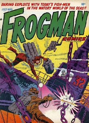 FROGMAN COMIC BOOK COVER *2X3 FRIDGE MAGNET* SUPER HERO SCUBA UNDER WATER HAZARD