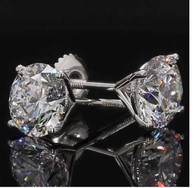 14K Weißgold Ohrstecker - 0,25CT runder hervorragender Laborgefertigter Diamant