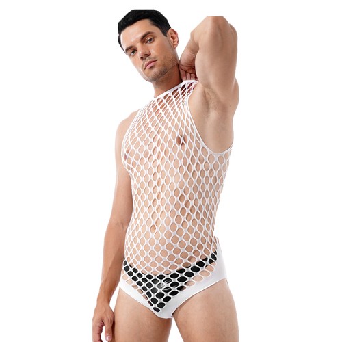 Hombre Ver a través de una pieza Fishnet Teddy Hollow Out Bodysuit Babydoll Nightwear - Imagen 63 de 70