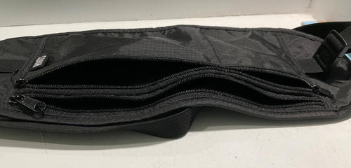 Roots Unisex Money Pouch Black Adjustable Elastic Strap to Body 13 X 5 Flat H16 - Picture 3 of 6