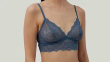 $120 Else Women's Blue Scalloped Lace Triangle Bralette Bra Size XS