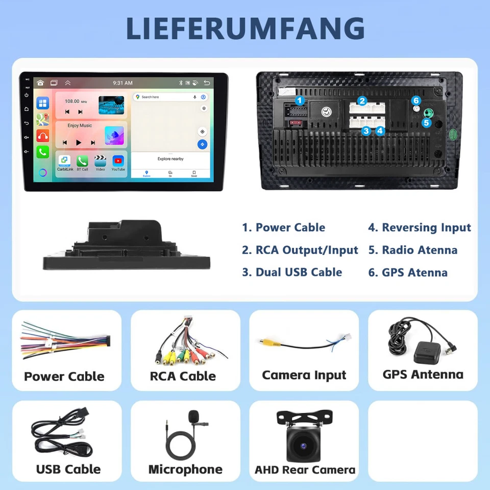 4+64G 8Core CarPlay Android Radio Für Opel Combo D Fiat Doblo 2 GPS Navi Kamera - Bild 3 von 4