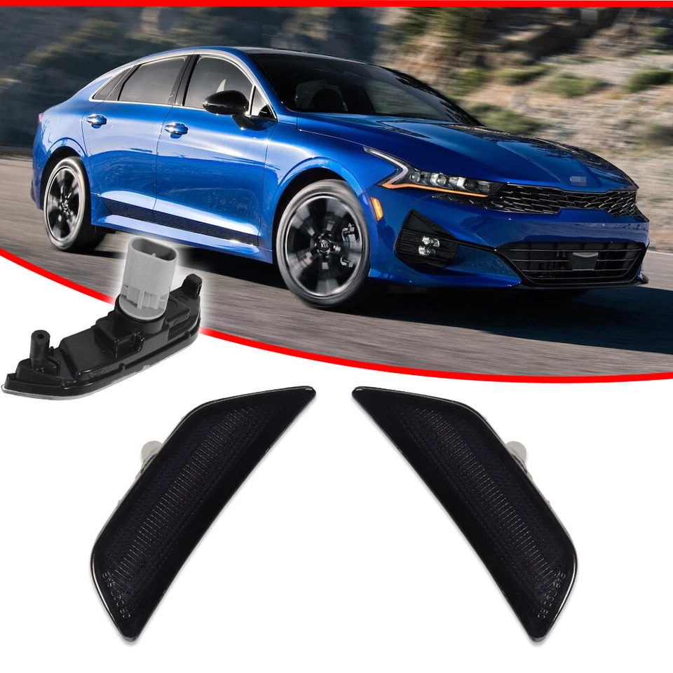 2X Smoked Front Bumper LED Side Marker Light Lamp Reflector For 2021-2024 Kia K5 - Imagen 2 de 4