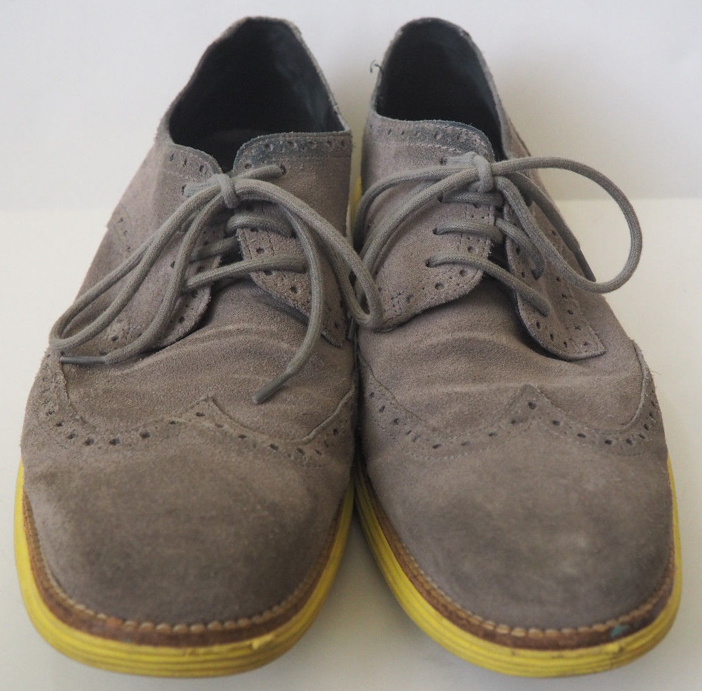 Cole Haan | Men\'s Gray Suede Yellow Sole Wingtip Comfort Lunargrand Oxfords Sz 8 Cole Haan Lunargrand Mens Shoes Gray Suede Wingtip Oxfords  main image 3