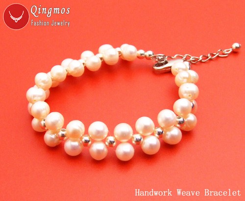 "Brazalete de tela blanco natural redondo de moda 6-7 mm para mujer 7-9""" - Imagen 10 de 18